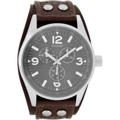 OOZOO Timepieces 46mm Dark Brown Leather Strap C7456